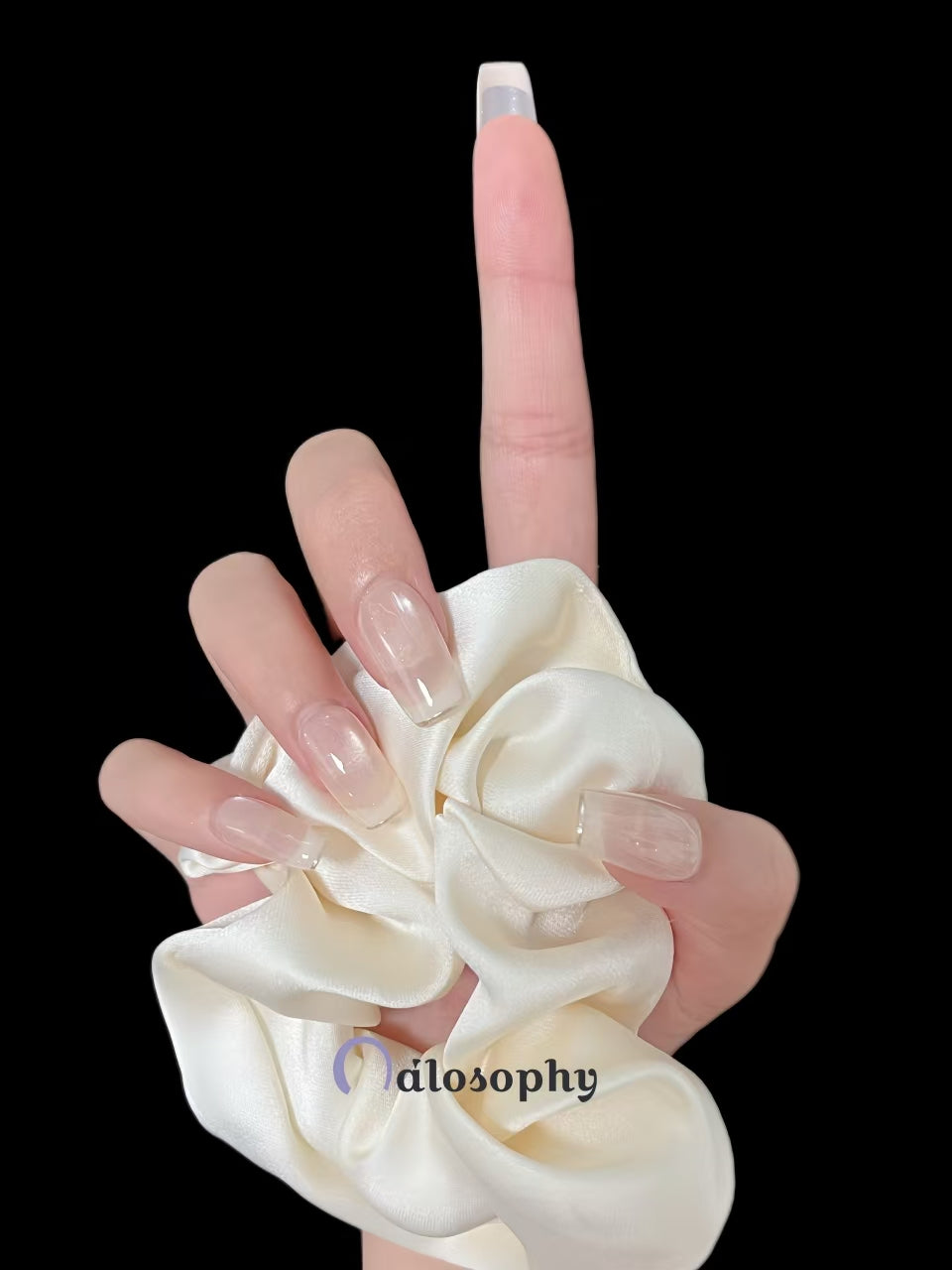 Classic Nude Transparent Press-On Nails – Square Shape with Glossy Finish