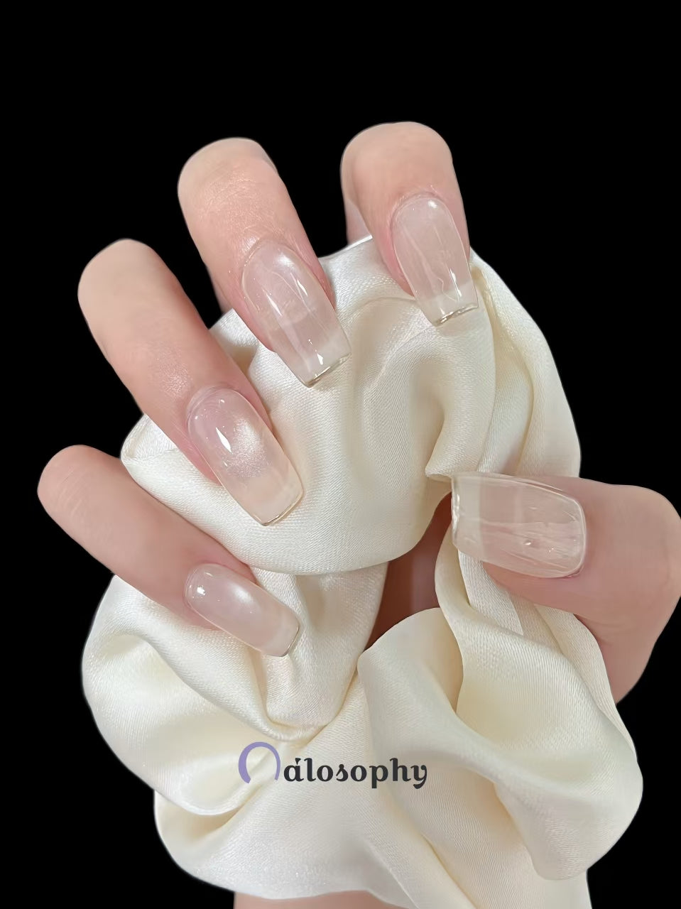 Classic Nude Transparent Press-On Nails – Square Shape with Glossy Finish