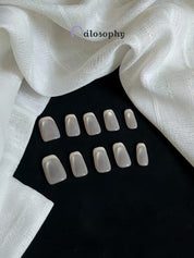 Classic Nude Transparent Press-On Nails – Square Shape with Glossy Finish